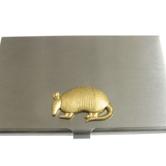 Amazon.com: PATIKIL Business Card Holder, Aluminum Metal  Gold Toned Armadillo Business Card Holder